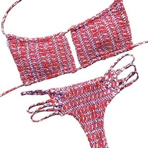 Red and White Keyhole Bikini